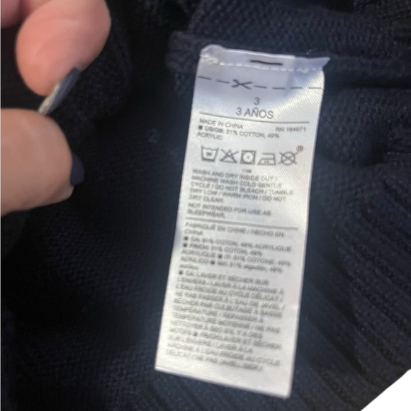 Janie and Jack Blue Cable Knit Teal Tartan Collar Sweater SZ 3 - Picture 10 of 13